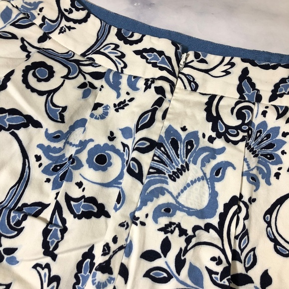 LOFT White & Blue Floral Paisley Pleated Skirt - Picture 6 of 8